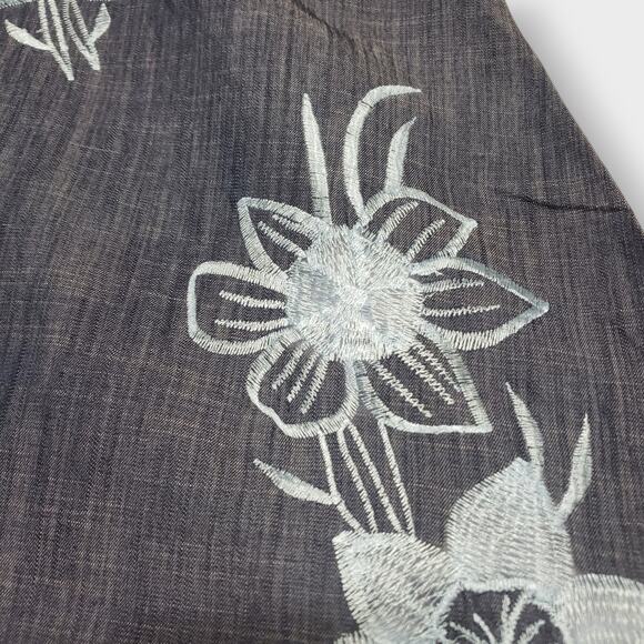 Wayward Fancies Blue Chambray Floral Embroidered Maxi Dress Sz 8-M Grandma - Picture 14 of 14